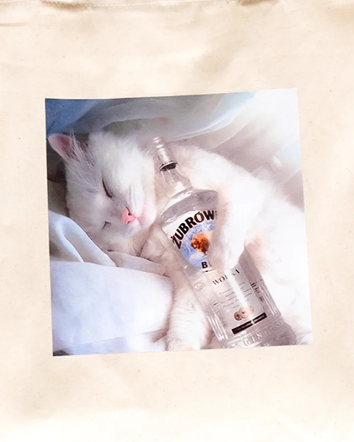 Torba Kot Krzysiu z wódką kremowa Torba Kot Krzysiu z wódką kremowa