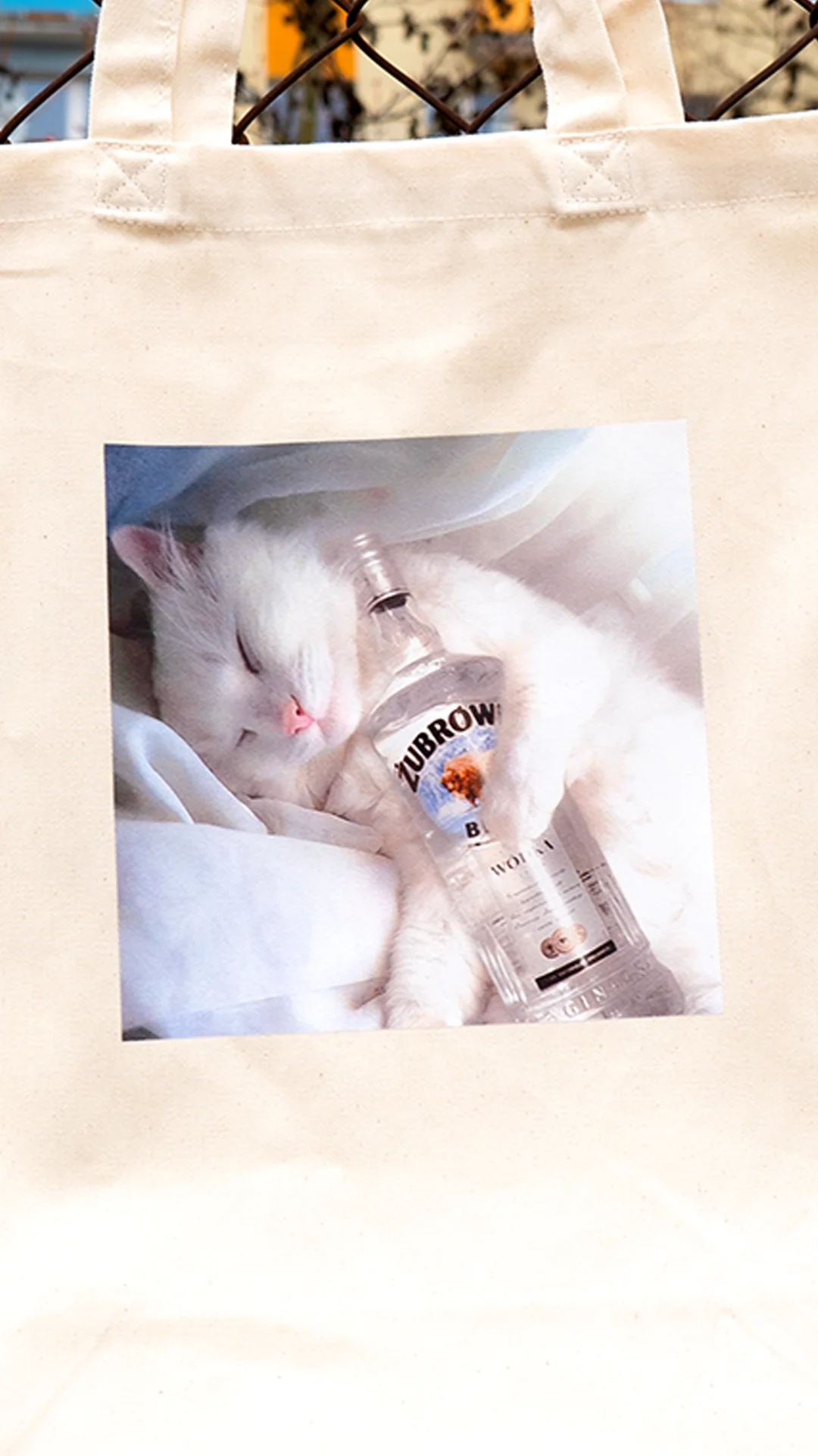 Torba Kot Krzysiu z wódką kremowa Torba Kot Krzysiu z wódką kremowa