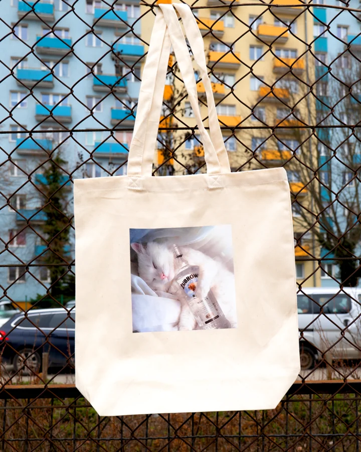 Torba Kot Krzysiu z wódką kremowa Torba Kot Krzysiu z wódką kremowa